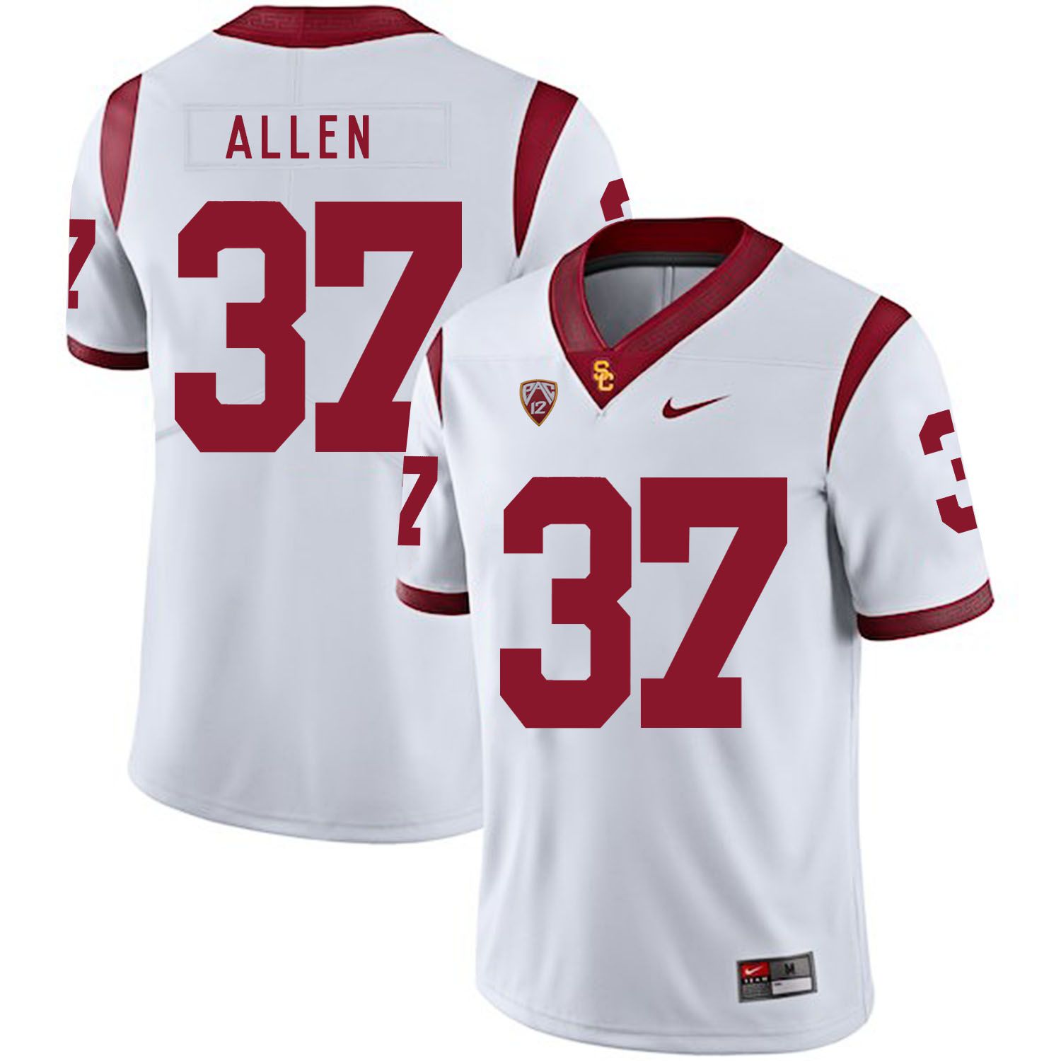 Men USC Trojans #37 Allen White Customized NCAA Jerseys->customized ncaa jersey->Custom Jersey